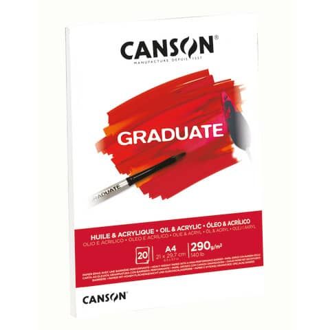 Blocco da disegno Canson per olio e acrilico bianco 290 g/m A4 - 10 fogli C400110380