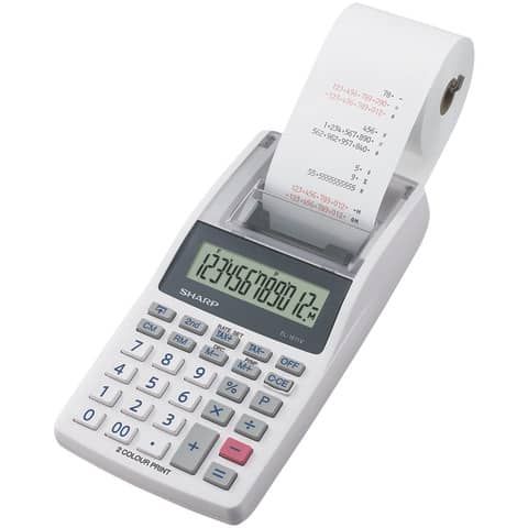 Calcolatrice scrivente mobile 12 cifre Sharp EL-1611V 2 colori di stampa doppia alimentazione grigia - SH-EL1611V