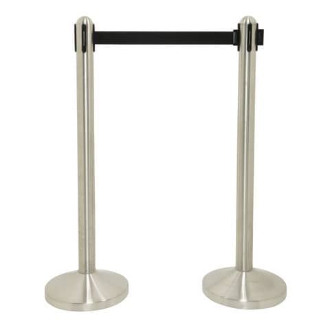 Colonnina segnapercorso Securit in acciaio - nastro retrattile 2,1 mnero - 101x51x51 cm - RS-RT-RVS-BL-SET