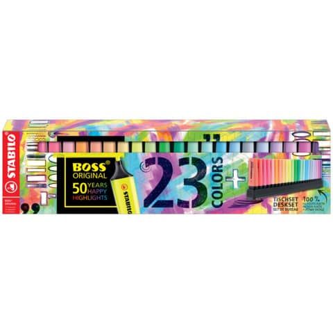 Desk set evidenziatori Stabilo Boss Original 2-5 mm colori assortiti - Conf. 23 pezzi - 7023-01-5