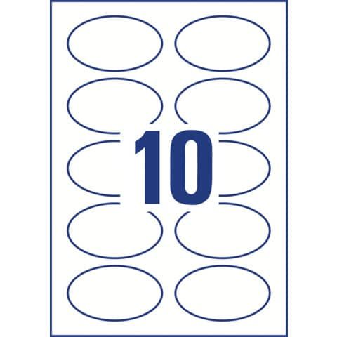 Badge adesivi per tessuti ovali Avery 85x50 mm - 10 et/foglio - stampanti laser - Conf. 20 fogli L4882-20