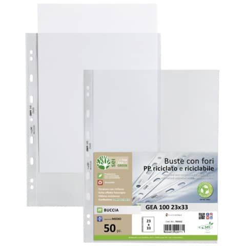 Buste in PP buccia Sei Rota Gea 100 trasparente 22x33 cm - medio spessore - confezione 50 pezzi - 702312