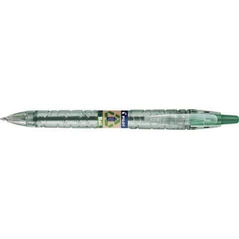 Penna a sfera a scatto Pilot ecoball B2P ricaricabile - punta 1 mm - inchiostro a base d&#39;olio - verde - 040179