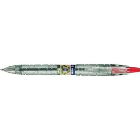 Penna a sfera a scatto Pilot ecoball B2P ricaricabile - punta 1 mm - inchiostro a base d&#39;olio - rosso - 040178