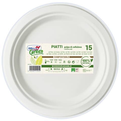 Piatti pizza in polpa di cellulosa Dopla Green D.317 mm - conf. 15 pz - 7752