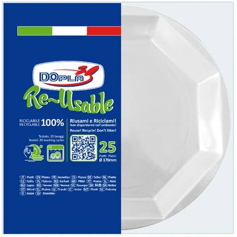 Piatti in polistirene Dopla Re-Usable  170 mm - Frutta - conf. 25 pezzi - 12512