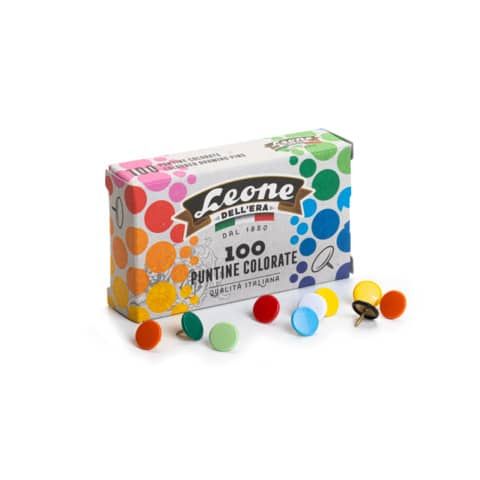 Puntine da disegno Leone Dell&#39;Era diametro testa 9,5 mm colori assortiti - scatola di cartone da 100 pezzi PPC10012
