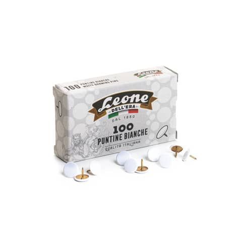 Puntine da disegno Leone Dell&#39;Era diametro testa 9,5 mm - bianche scatola di cartone da 100 pezzi PPC1001
