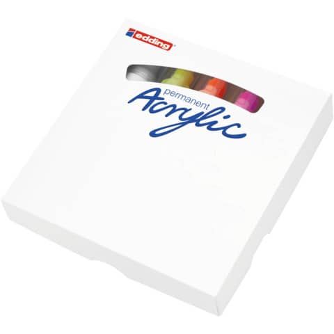 Marcatori acrilici tratto grande 5000 - punta scalpello 5-10 mm - Conf. 5 pezzi Edding assortiti neon - E-5000/5S