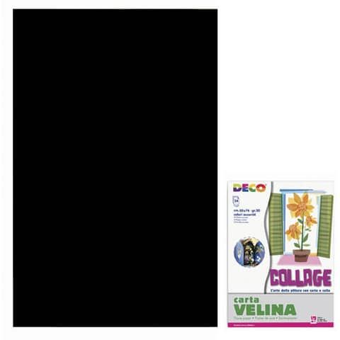 Carta velina 50x76 cm - busta 24 fogli - 20 g/m Deco nero 05321