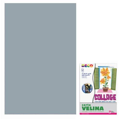 Carta velina 50x76 cm - busta 24 fogli - 20 g/m Deco argento 05323