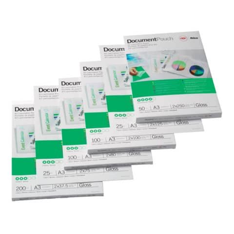 Pouches per plastificatrici GBC matt - 2x75 m - opache - A3 Conf. 100 pezzi  - 41660E