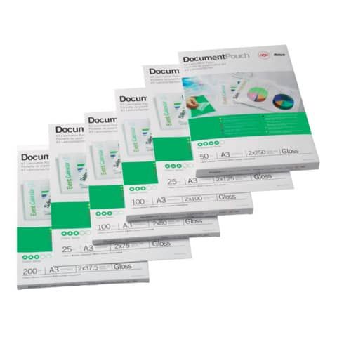 Pouches per plastificatrici GBC 2x125 m finitura lucida - A2 Conf. 50 pezzi - 3745099