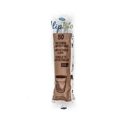 Bicchieri 200 cc Bio PLA - Conf. 50 pz. IlipBio trasparenti 61412