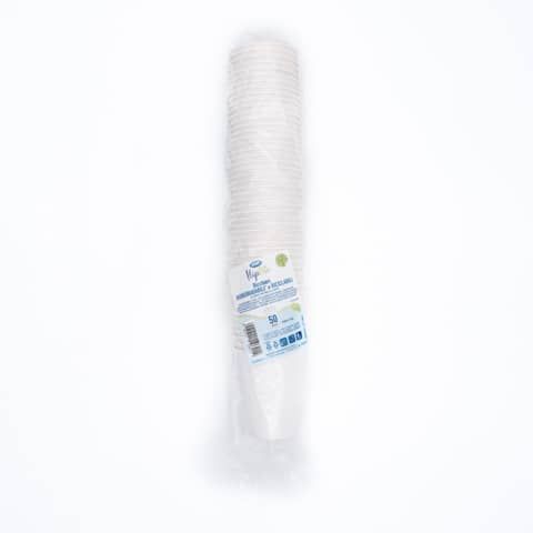 Bicchieri bianchi Bio in cartoncino PAP Ilip Fibraware 4,3gr -  80 mm 250ml/250 cc - Conf. 50 pezzi 61747