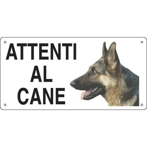 Cartello informativo 25x12,5 cm Cartelli Segnalatori &#39;&#39;Attenti al cane&#39;&#39; 8505