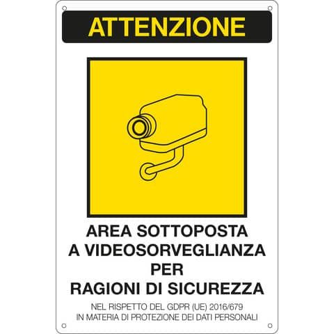 Cartello area video 20x30 cm Immagine gialla Cartelli Segnalatori &#39;&#39;Area sottoposta a videosorveglianza&#39;&#39; - 33378