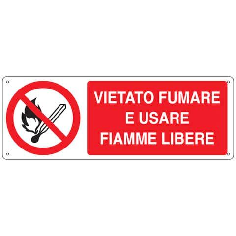 Cartello di divieto 33,3x50 cm Cartelli Segnalatori &#39;&#39;Vietato fumare e usare fiamme libere&#39;&#39; - E1822X