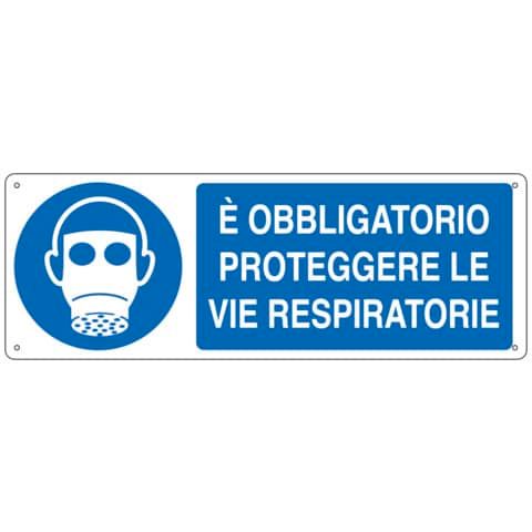 Cartello d&#39;obbligo 35x12,5 cm Cartelli Segnalatori &#39;&#39;E&#39; obbligatorio proteggere le vie respiratorie&#39;&#39; - E1903K
