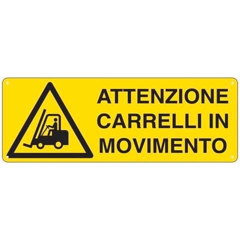 Cartello di pericolo 35x12,5 cm Cartelli Segnalatori &#39;&#39;Attenzione carrelli in movimento&#39;&#39; - E1753K