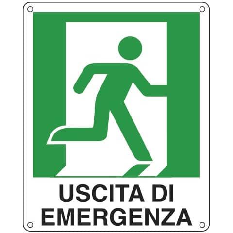Cartello sicurezza 25x31 cm. Cartelli Segnalatori &#39;&#39;Uscita di emergenza destra&#39;&#39; E20106X