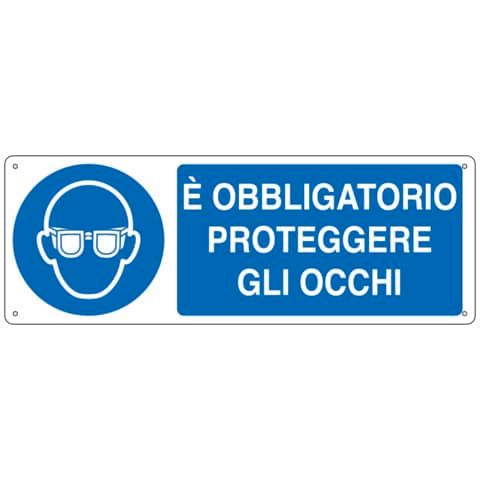 Cartello d&#39;obbligo 35x12,5 cm Cartelli Segnalatori &#39;&#39;E&#39; obbligatorio proteggere gli occhi&#39;&#39; - E1901K