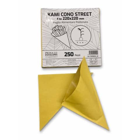 Cono Street in carta paglia Pigna Envelopes Kami 80gr + 9gr PE - 22x22 cm Conf. 250 pz - 0250024