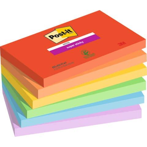 Foglietti Post-it Super Sticky Playful conf. 6 blocchetti da 90 ff 76x127 mm - 655-6SS-PLAY