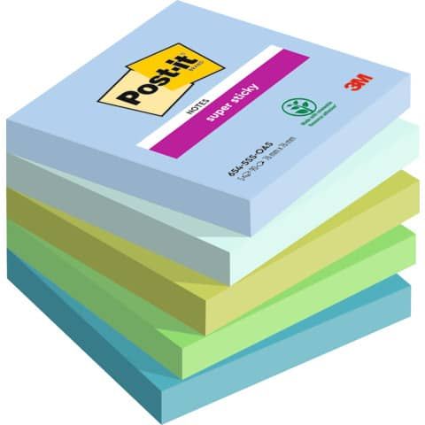 Foglietti Post-it Super Sticky Oasis - conf. 5 blocchetti da 90 ff 76x76 mm - 654-5SS-OAS