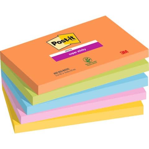 Foglietti Post-it Super Sticky Boost - conf. 5 blocchetti da 90 ff 76x127 mm - 655-5SS-BOOS