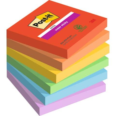 Foglietti Post-it Super Sticky Playful conf. 6 blocchetti da 90 ff - 76x76 mm - 654-6SS-PLAY