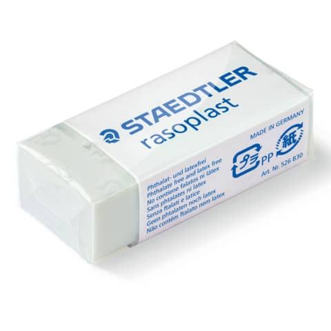 Gomma Rasoplast per matita Staedtler - 43 x19 x13 mm - bianca - conf. 30 pezzi - 526B30