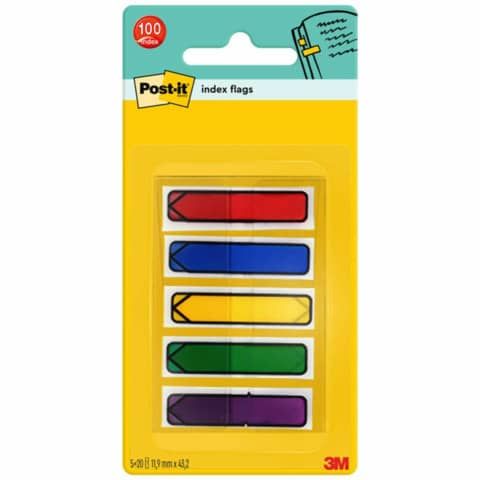 Segnapagina Post-it Mini 684 Freccia 12x43,6 mm - assortiti 5 colori conf. 5 dipenser - 684-ARR1EU
