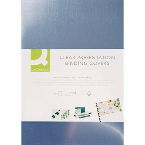 Copertina per rilegatura Q-Connect trasparente 150 m A4 - conf. 100 pezzi - KF32120