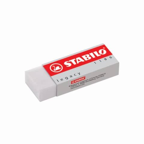 Gomma bianca Stabilo Legacy senza PVC - 22x11x62 mm - Conf. 20 pezzi - 1186/20