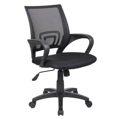 Sedia operativa con braccioli  Serena Group St. Louis schienale in rete nero - rivestimento tessuto nero - E8085MK