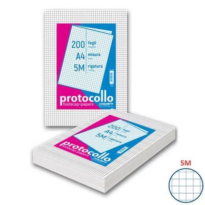 Fogli protocollo A4 - 60 gr/mq - Blasetti 5M - senza margini - Risma da 200 fogli - 1282