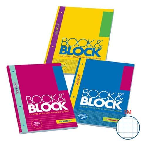 Blocco 40 ff A4 collato lato lungo - forati e rinforzati - 80 gr/mq Blasetti Blocco Book &amp; Block  quadretto 5M - 5720