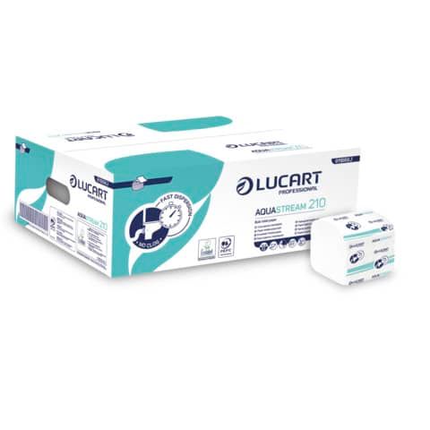 Carta igienica interfogliata 2 veli Lucart Professional Aquastream 210 conf. 40 pacchetti da 210 foglietti