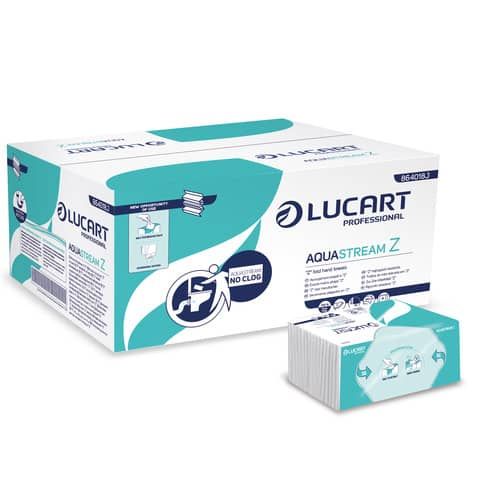 Asciugamano 2 veli Aquastream piegato a &#39;&#39;Z&#39;&#39; - conf. 15 pacchetti Lucart Professional 242 foglietti - 864018J