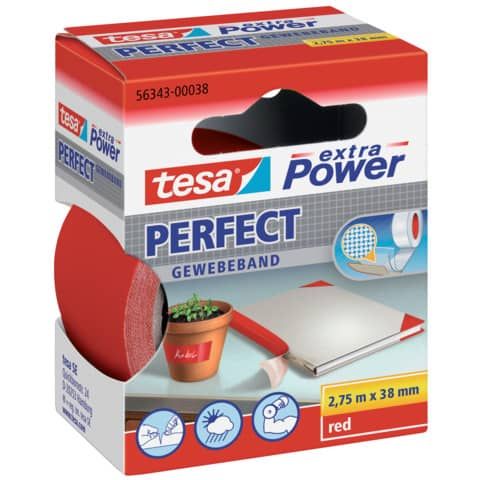 Nastro in tela plastificato XP Perfect 38 mm x 2,75 m Tesa rosso 56343-00038-03