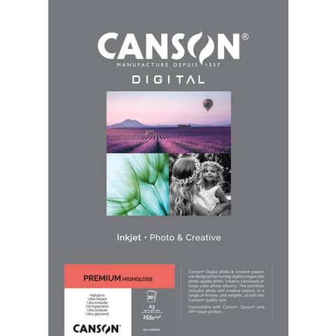 Carta fotografica Canson Premium bianca 20 fogli -  255 g/m  HighGloss RC A3 - C33300S007