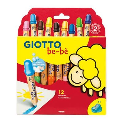 Matitoni in colori assortiti + appuntamatitone - conf. 12 pezzi Giotto Beb assortiti - F477700