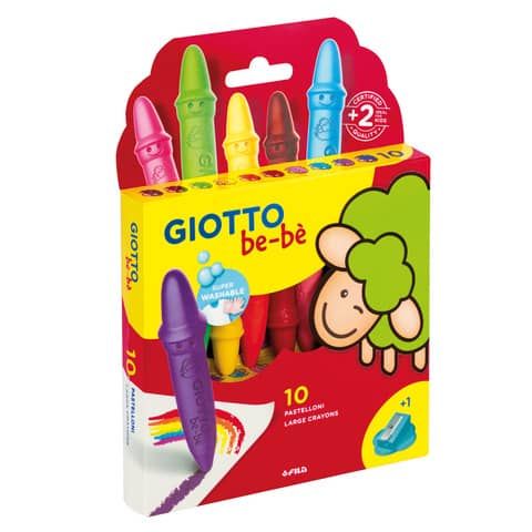 Pastelloni a cera colori assortiti + appuntapastellone conf. 10 pezzi Giotto Beb assortiti - F477900