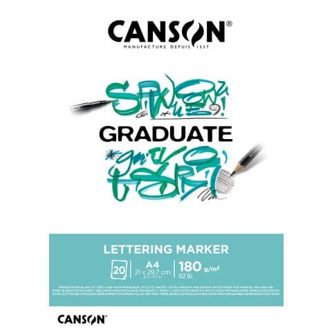 Blocco GRADUATE Lettering Marker A4 20 fogli 180 g/m Canson bianco C31250P026