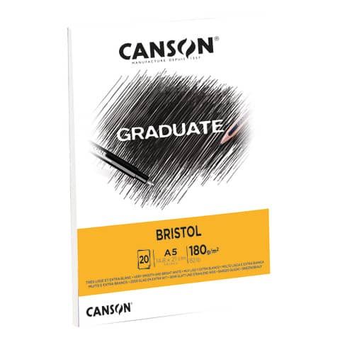 Blocco GRADUATE Bristol A5 20 fogli. 180 g/m Canson bianco C400110382