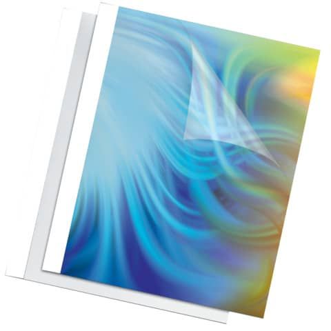 Termocopertina trasparente A4 per rilegatura termica in PVC - 150 gr/mq - Fellowes dorso 6 mm - conf. 100 pezzi