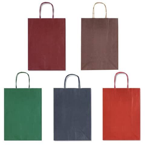 Borsa Allegra su carta kraft bianca colori dark assortiti conf. 25 pz Rex-Sadoch 16x8x21 cm - SDF16DAR