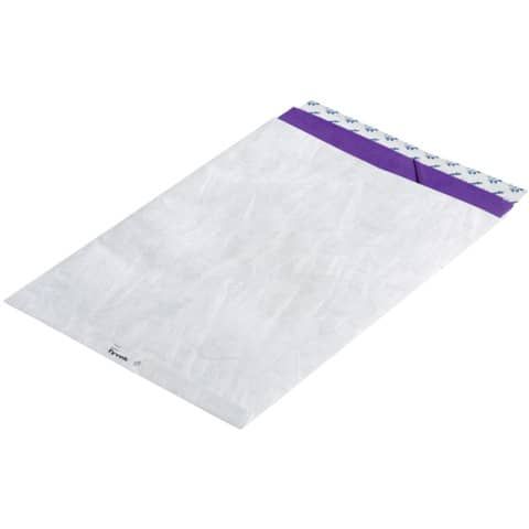 Buste a sacco piatte con strip bianche 229x324 mm - Tyvek formato C4 -  conf. 500 pz - 11782