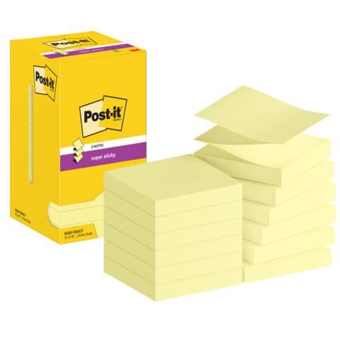 Foglietti riposizionabili Z-Notes Super Sticky Post-it Giallo Canary  76x76 mm 12 blocchetti da 90 ff - 7100290161